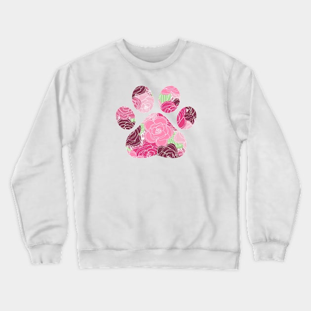 Pink Puppy Paw Floral Crewneck Sweatshirt by ekwbirthflowers